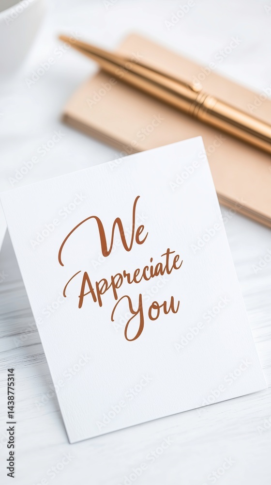 We Appreciate You Greeting Card on a White Background We Appreciate You Greeting Card on a White Background