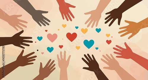 Compassionate Hearts: Diverse Hands United in Charity Support love hope giving caring people donation