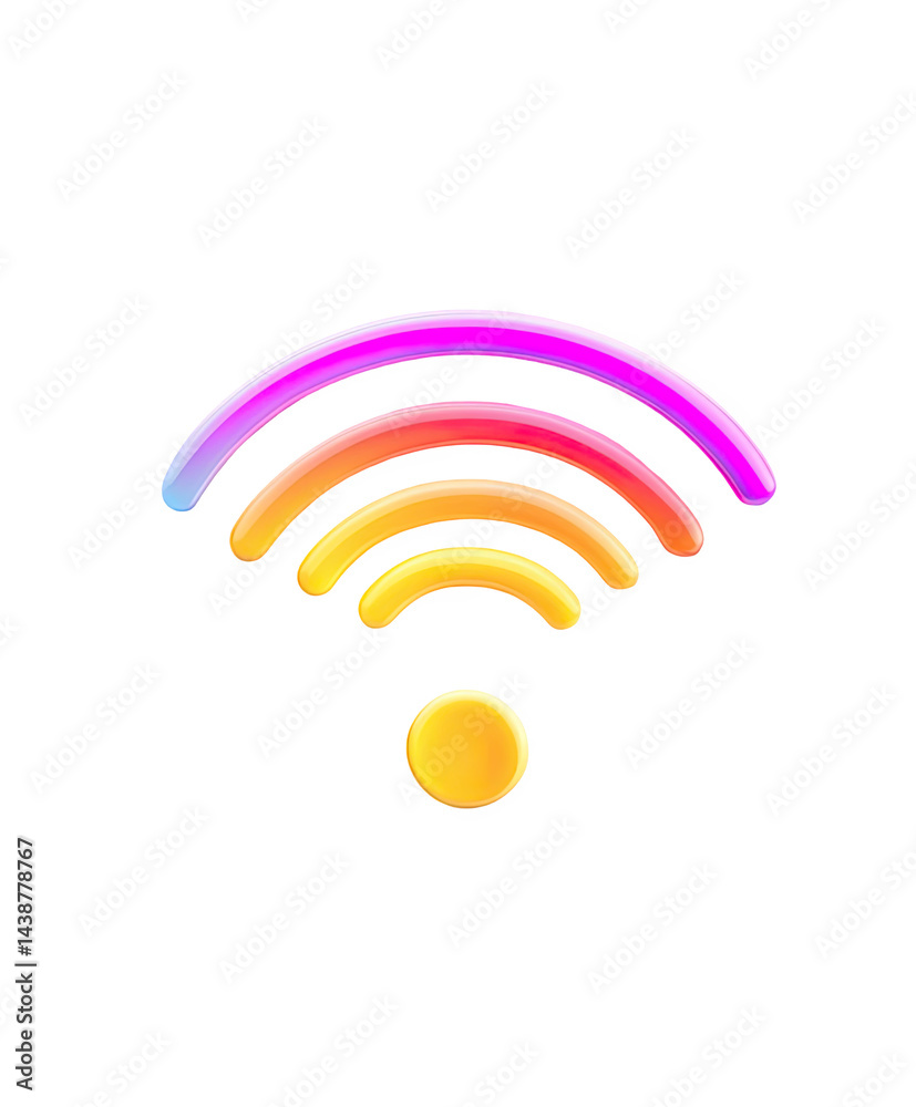 Fototapeta premium Colorful gradient wifi signal icon design illustration 3d web app pink on transparent background