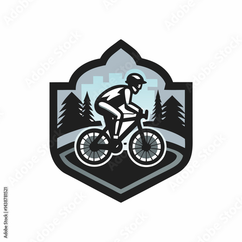 A cyclist mascot logo. Cycling club emblem. Flat style. Vector illustration on white background.