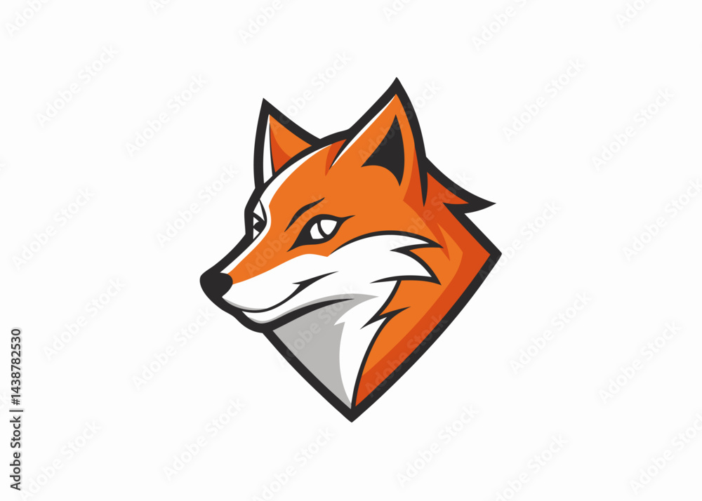 Obraz premium Fox Icon in Focus: The alert orange fox gazes with an observant gaze, an eye-catching depiction perfect for diverse design applications.