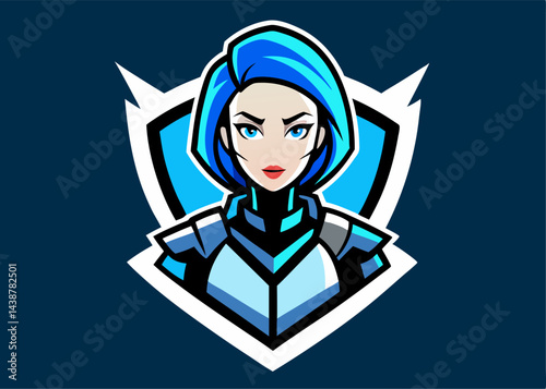 Shield Maiden Icon: A striking shield maiden, her determination and resolve vividly captured, rendered in a clean, modern, and eye-catching style that conveys strength, resilience.