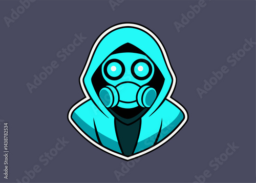 Mysterious Survivor Illustration: A captivating illustration of a figure donned in a hooded attire and a gas mask.