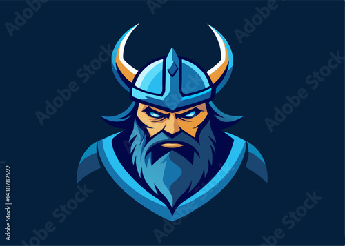Viking Warrior Illustration: A striking illustration captures the imposing presence of a viking warrior. Featuring a helmet and beard, the art embodies strength and ancient history.