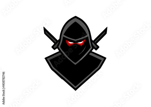 Stealth Guardian Emblem: An artistic illustration of a stealthy ninja, hooded and masked, exuding an aura of mystery with twin katanas.