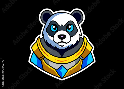 Noble Panda Warrior: A regal panda, adorned in ornate armor, with focused eyes and stoic expression, embodying courage and protection, a symbol of strength and valor.