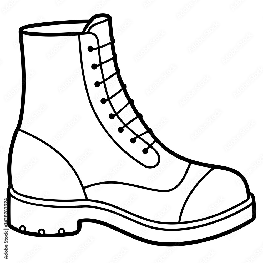 Minimal High-Cut Boots Vector on White Minimal High-Cut Boots Vector on White