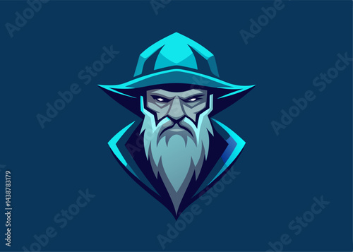 Mystic Sentinel: A striking illustration of a wise, aged wizard, exuding power and knowledge through his enigmatic gaze and regal attire.