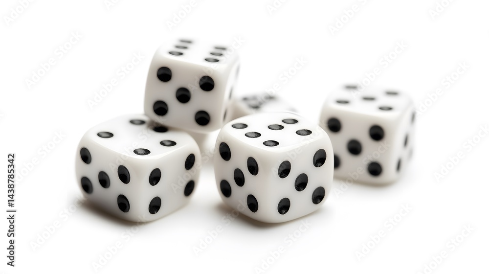High Quality White Dice Isolated on White Background for Gaming Concepts High Quality White Dice Isolated on White Background for Gaming Concepts
