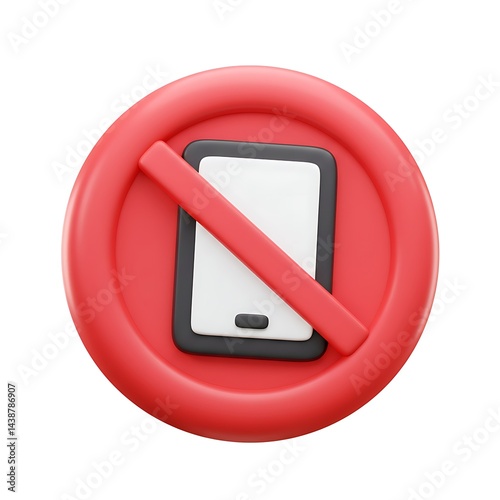 No Phones Allowed! Fun Cartoon 3D Sign. Perfect for websites, apps, and presentations. Bright,      