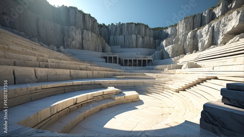 Ancient Stone Amphitheater - Classical Architecture for Historical Illustrations and Cultural Travel Backgrounds