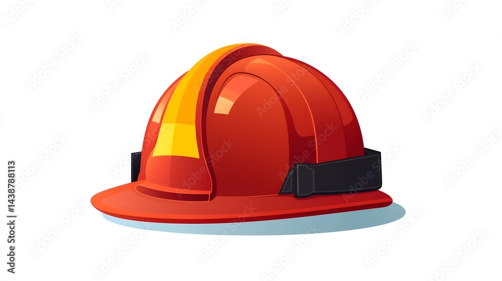 Fototapeta premium Professional flat vector illustration of a red helmet on a white background for safety gear
