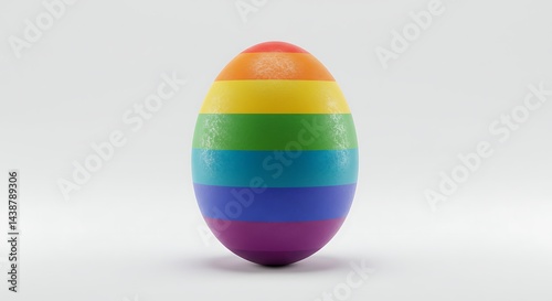 Rainbow Easter Egg: LGBTQ+ Pride Celebration, Festive Spring Symbol, Isolated on White gay love happy
