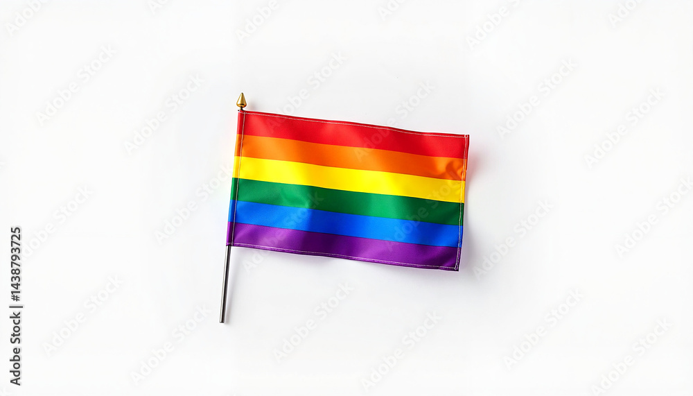 Rainbow pride flag on white background