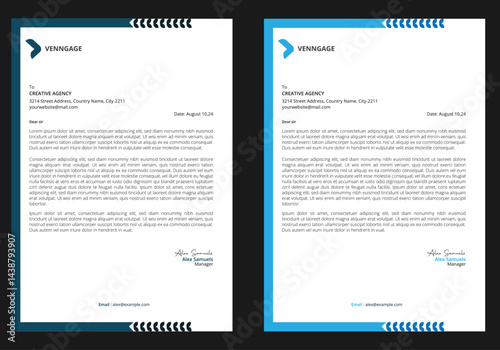 Corporate letterhead . Professional & modern letterhead template design with geometric shapes. Vector graphic design