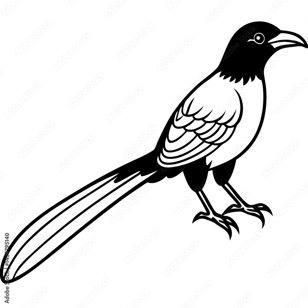Obraz premium Minimal Greater Coucal Vector on White