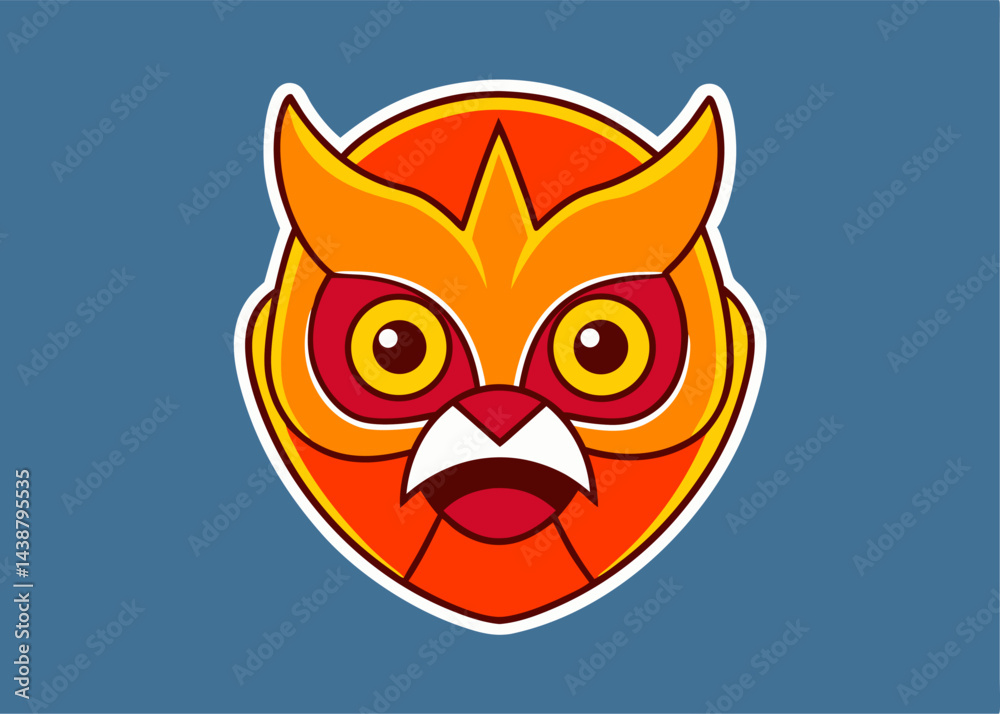 Fototapeta premium Fiery Owl Mascot Logo: A vibrant and stylized owl mascot logo design, featuring bold orange and red tones, perfect for branding and marketing materials.