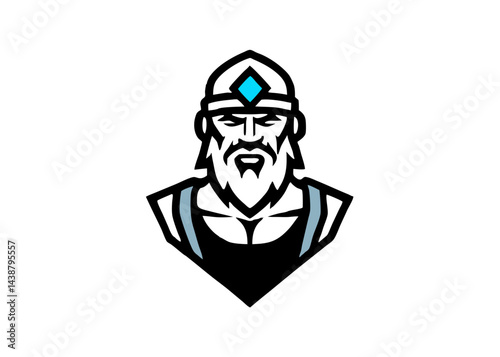 Warrior Icon: A strong warrior icon featuring a stoic expression, detailed beard, and a distinctive helmet, evoking a sense of courage, strength, and valor.
