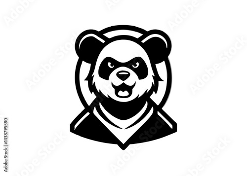 Panda Mascot Logo: A bold and captivating illustration of a fierce yet friendly panda mascot, sporting a sleek and stylish outfit.