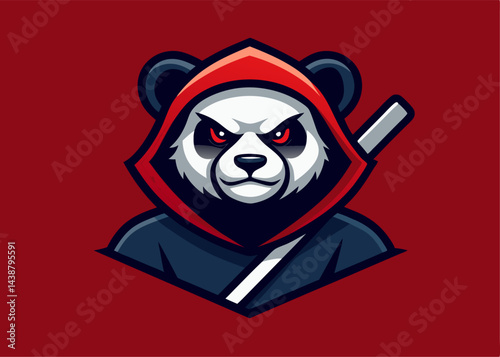 Panda Ninja with Blade: This illustration features a fierce panda, adorned in a ninja outfit complete with a hood, a determined expression, and a sharp blade ready for action. 