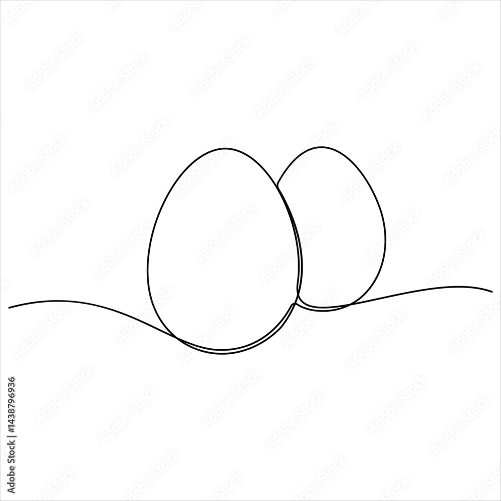 Egg line art Continuous line drawing of whole egg vector illustartion
