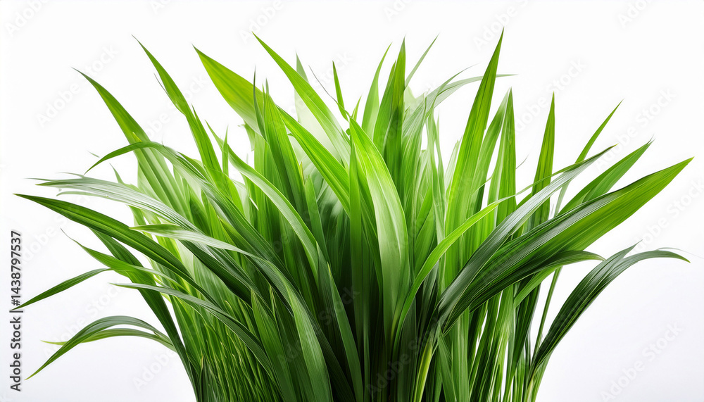 Fototapeta premium lush green grass plant with vibrant leaves isolated on white background