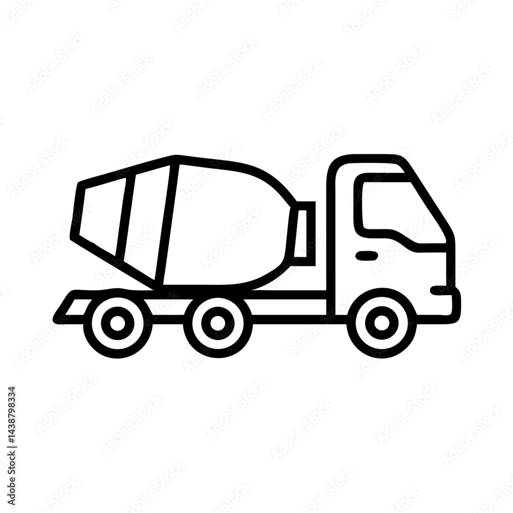 Fototapeta premium Concrete Mixer Truck in Minimalist Style, icon, vector 