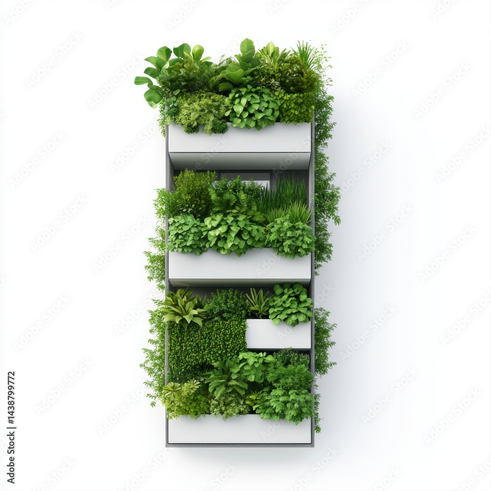 Vertical Garden with Lush Greenery in Modern Indoor Planter Design