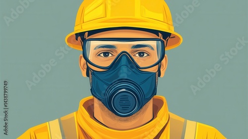 Obraz na płótnie Worker in Safety Gear with Mask and Goggles for Industrial Protection w salonie
