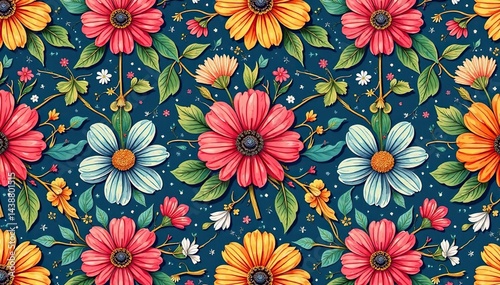 Wallpaper Mural Intricate floral motif creates a flowing seamless pattern , print, repeat Torontodigital.ca