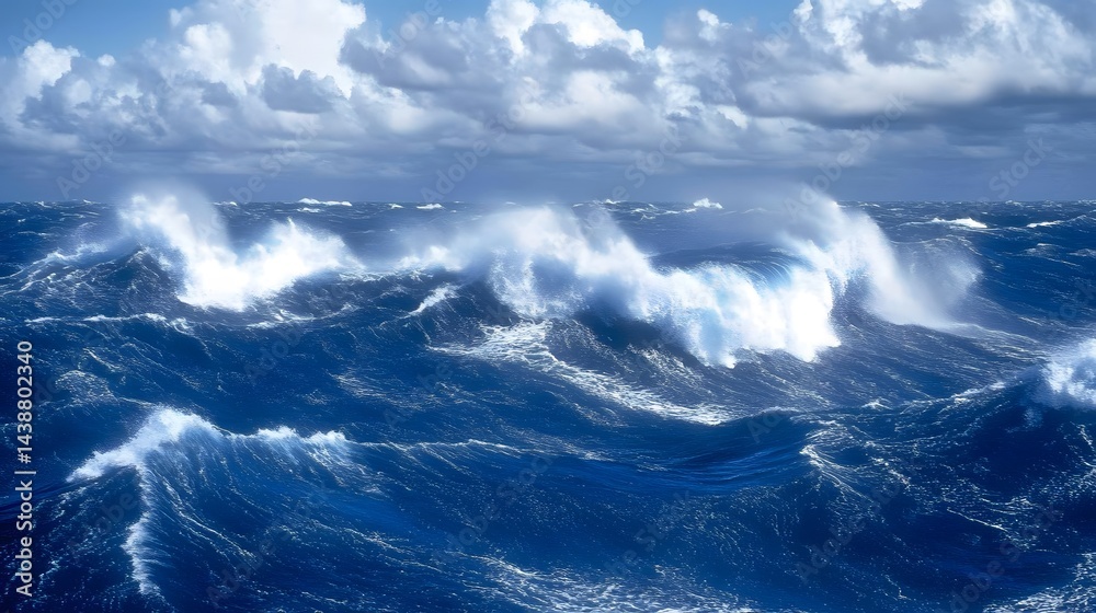 Fototapeta premium Dramatic Ocean Waves Crashing Under Stormy Sky