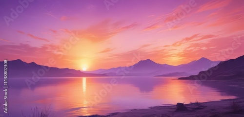 Dreamy sunset blend, orange and purple watercolor wash ,  vibrant,  light