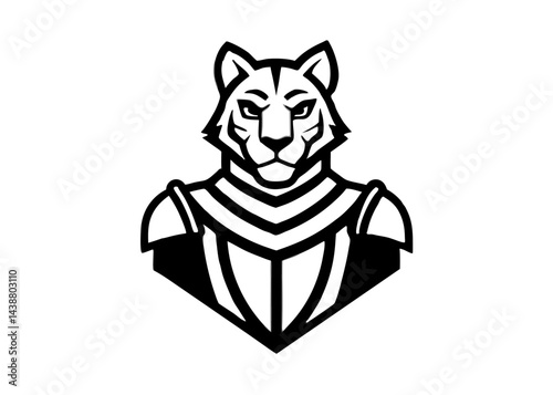 Mythic Warrior: A striking, graphic portrayal of a noble feline warrior in armor, embodying strength, courage, and protection.
