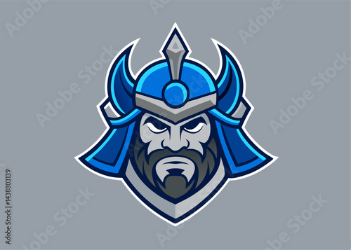 Ancient Warrior Illustration: A stoic warrior, adorned in battle armor with a distinct helmet, stares intently, his visage a powerful emblem of historical strength and bravery.