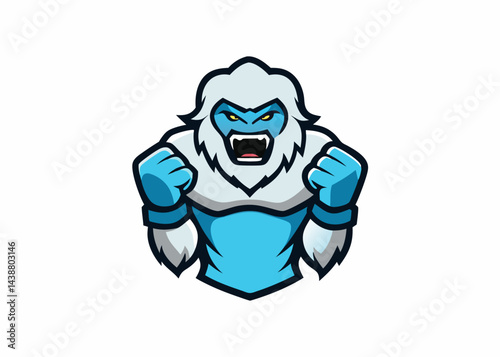 Majestic Yeti Icon: A powerful, stylized representation of the legendary yeti creature, rendered in dynamic, cartoonish strokes, showcasing its might and primal energy.