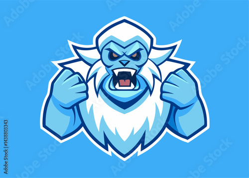 Enraged Yeti Illustration: A formidable yeti with an angry expression and aggressive posture. A display of raw power and untamed emotion.