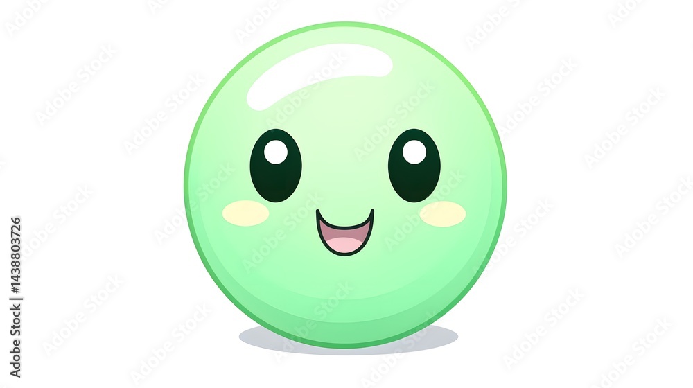 Fototapeta premium Cute light green letter character with a smiling face and blinking eyes