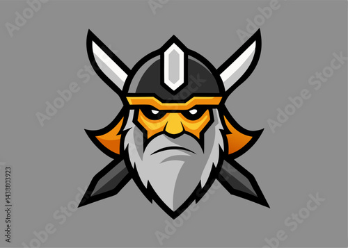 Viking Warrior Mascot:  A fierce and determined Viking warrior mascot, with crossed swords, ready to conquer! This illustration depicts a classic warrior in bold.