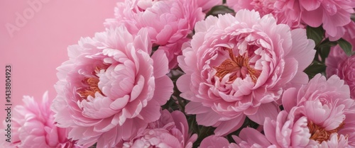 Wallpaper Mural Dense cluster of pink peonies, soft pink backdrop , bloom, botanical, macro Torontodigital.ca