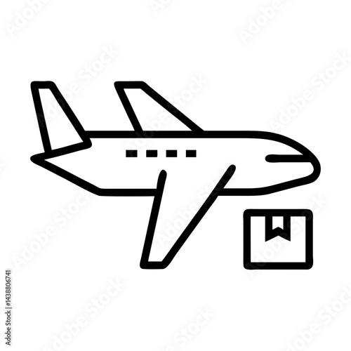 Airplane Shipping Icon with Package for Delivery and Courier Services