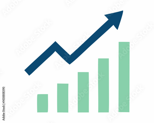 The Ascendant Diagram: An eye-level, visually appealing depiction of growth, visualized by the iconic ascending graph arrow symbol combined with a modern bar graph for business-related data.