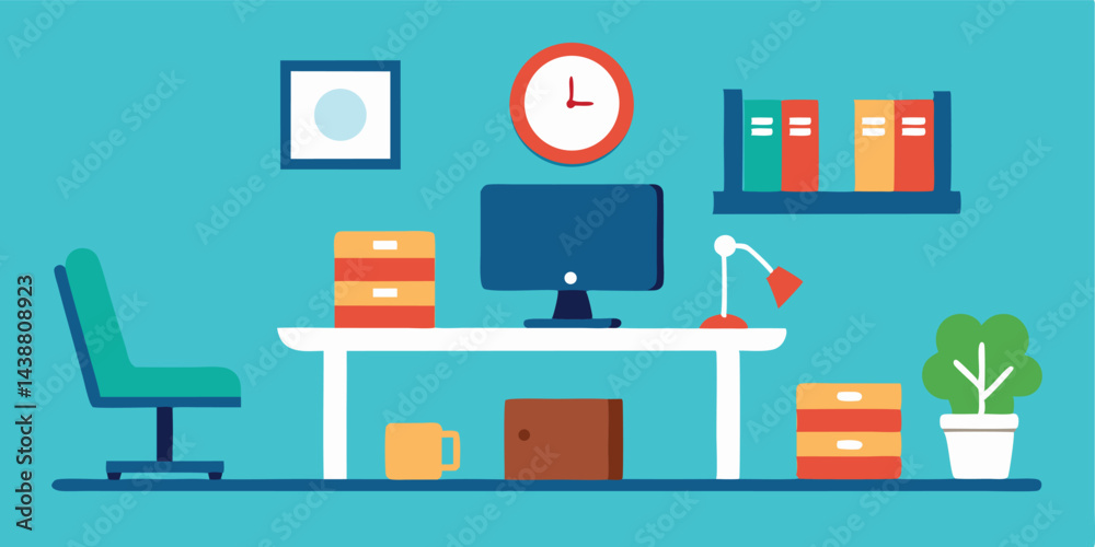 Cozy Home Office Setup Vector Illustration for Optimal Productivity Cozy Home Office Setup Vector Illustration for Optimal Productivity
