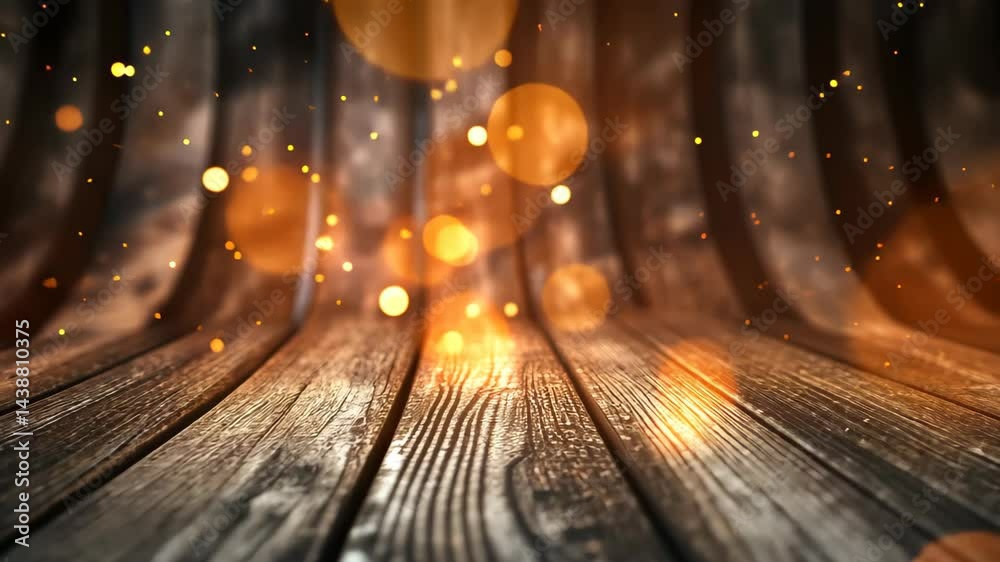 Glowing embers add warmth to a curved wooden background, Ai Generated.