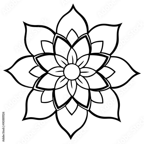 Minimal Boho Petals Vector on White