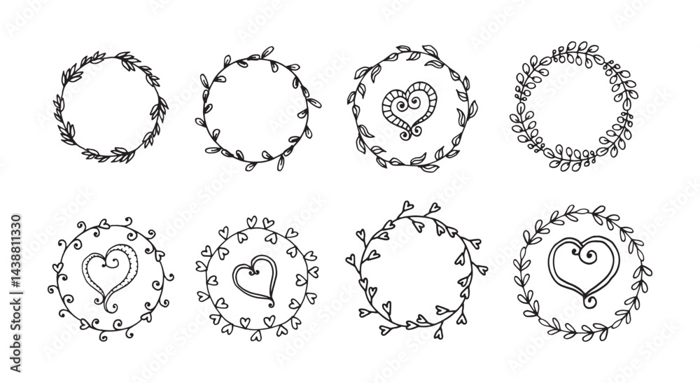 Obraz premium Set hand drawn wedding album ornaments