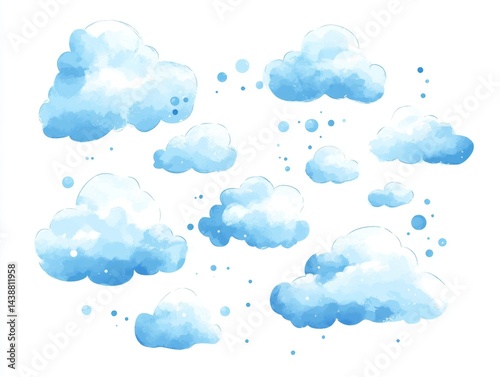 Light blue watercolor clouds