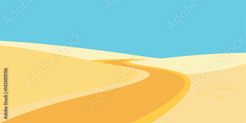 Cartoon Beach Path Through Gentle Sand Dunes Vector Illustration