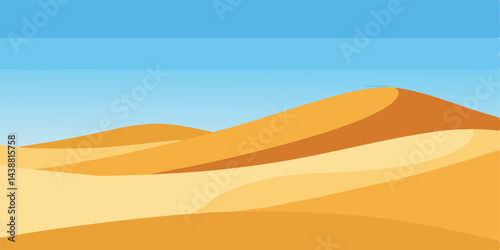 Gentle Desert Dunes with Clear Skies Vector Illustration