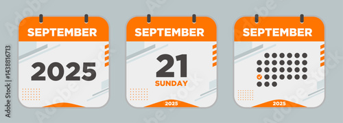 Calendar icon. September. 2025 21 day. The concept of waiting for an important date. Day calendar with date September 21. Cheklist day calendar. Vector illustration.	