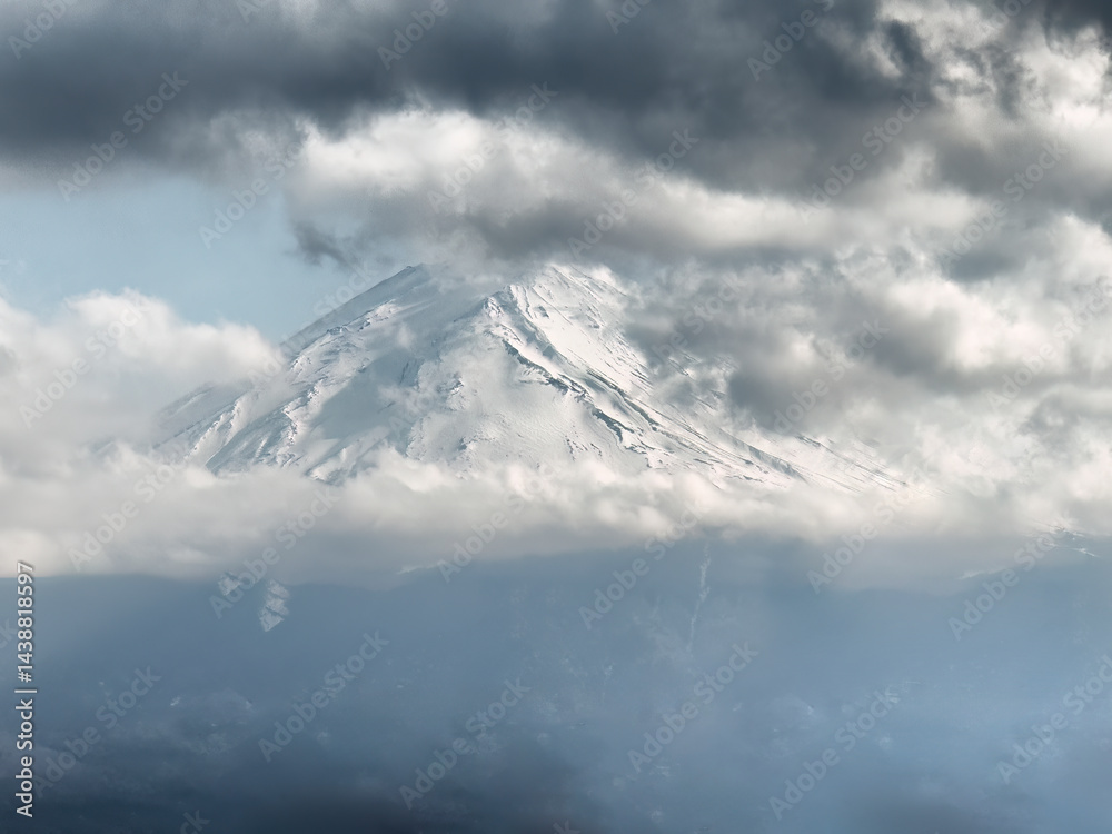 Base of Mt Fuji on cloudy day during spring season